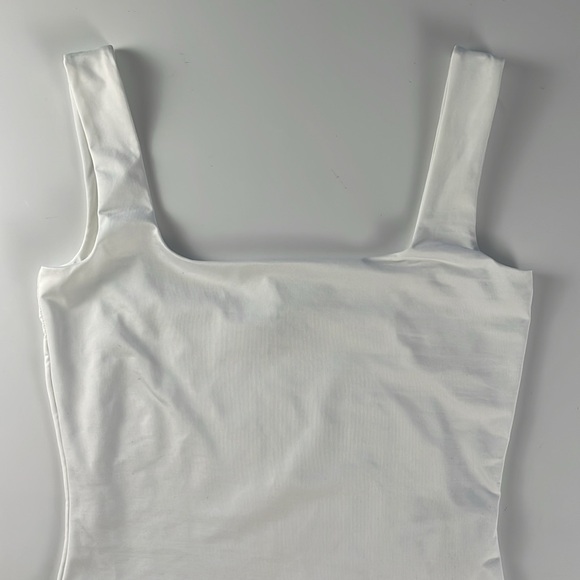 REISS Laurie Square Neck Tank Bodysuit. White. S. - Picture 2 of 13